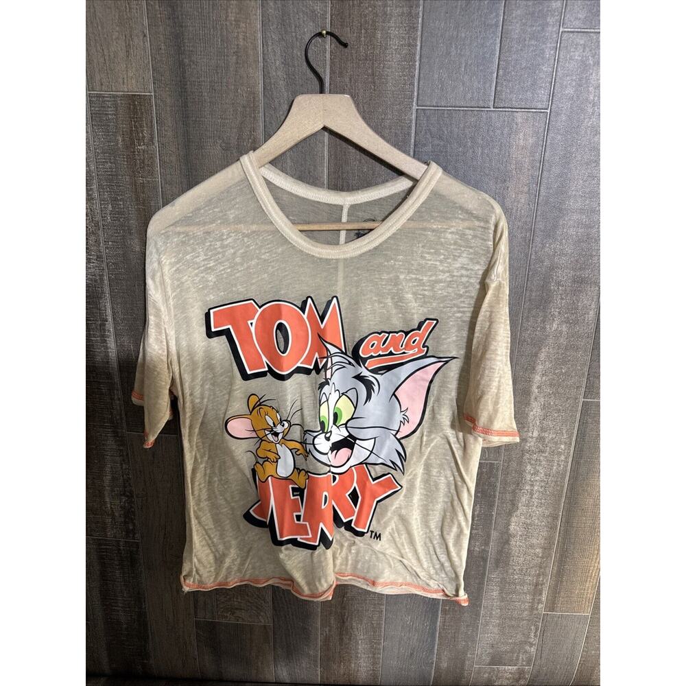 Tom And Jerry Size Medium‎ (8-10) Retro Graphic Print Light Weight T-Shirt